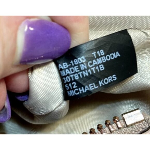 Michael Kors Tote Bag Brown Logo Print Leather Trim Style 30T8TN1T1B Authenticat - Picture 9 of 16